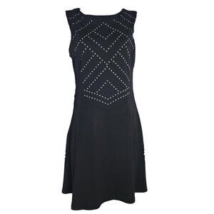 Luxology Dress Womens L Large Solid All Black Studded Detail Sleeveless Pullover